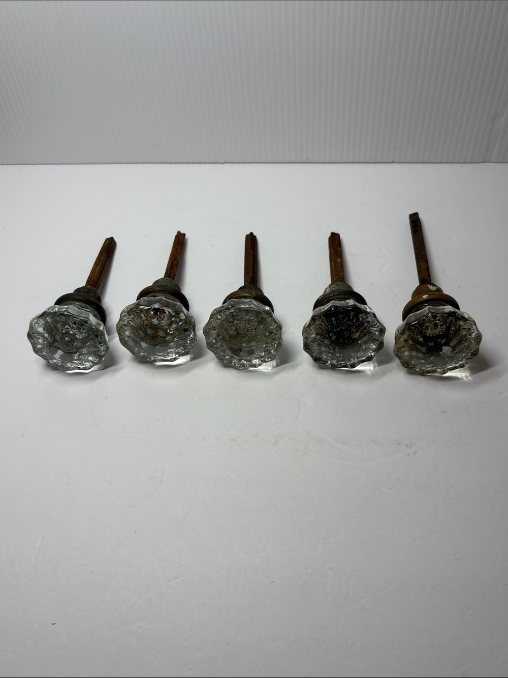 Vintage Clear Glass Door Knobs Set of 5